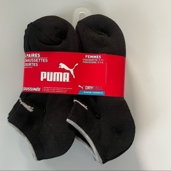 Puma Accessories - Puma women’s low cut socks performance black gray 6 pack size 5-9.5 cushioned